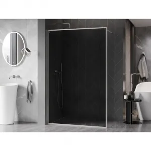 MEXEN/S - Kyoto-XF Sprchová zástena WALK-IN s rámom 90 x 202, grafit 10 mm, nikel kartáčovaný 800-090-104-97-40-X