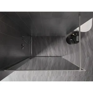 MEXEN/S - Kyoto-XF Sprchová zástena WALK-IN s rámom 80 x 202, grafit 10 mm, nikel kartáčovaný 800-080-104-97-40-X