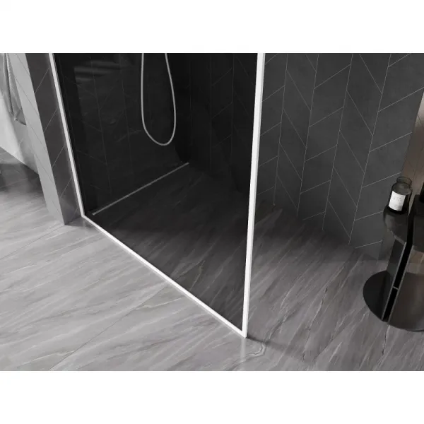 MEXEN/S - Kioto-F Sprchová zástena WALK-IN s rámom 100 x 202, grafit 8 mm, biela 800-100-104-20-40