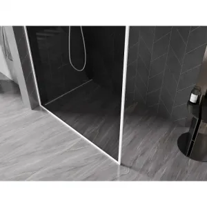 MEXEN/S - Kioto-F Sprchová zástena WALK-IN s rámom 100 x 202, grafit 8 mm, biela 800-100-104-20-40