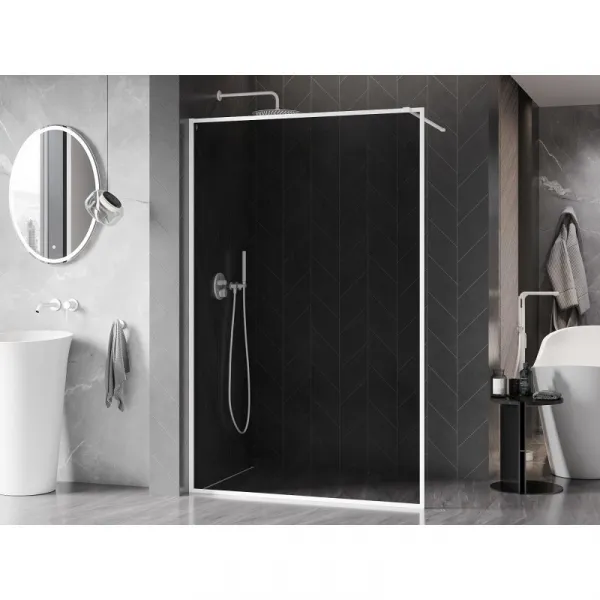 MEXEN/S - Kyoto-XF Sprchová zástena WALK-IN s rámom 70 x 202, grafit 10 mm, biela 800-070-104-20-40-X