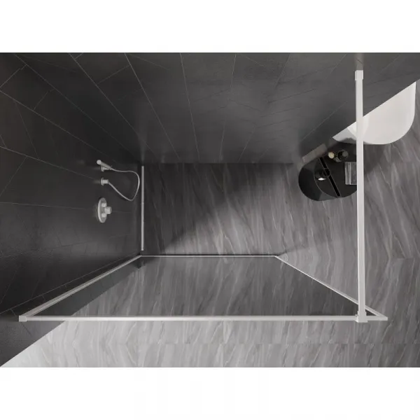 MEXEN/S - Kioto-F Sprchová zástena WALK-IN s rámom 80 x 202, grafit 8 mm, biela 800-080-104-20-40