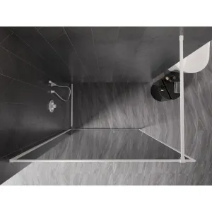 MEXEN/S - Kioto-F Sprchová zástena WALK-IN s rámom 80 x 202, grafit 8 mm, biela 800-080-104-20-40