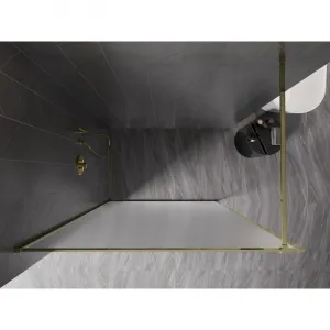 MEXEN/S - Kyoto-XF Sprchová zástena WALK-IN s rámom 80 x 202, dekor 10 mm, zlato 800-080-104-50-30-X