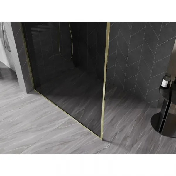 MEXEN/S - Kyoto-XF Sprchová zástena WALK-IN s rámom 80 x 202, grafit 10 mm, zlato 800-080-104-50-40-X