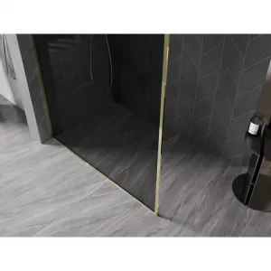 MEXEN/S - Kyoto-XF Sprchová zástena WALK-IN s rámom 80 x 202, grafit 10 mm, zlato 800-080-104-50-40-X