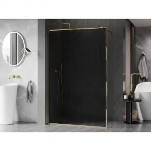 MEXEN/S - Kyoto-XF Sprchová zástena WALK-IN s rámom 80 x 202, grafit 10 mm, zlato 800-080-104-50-40-X