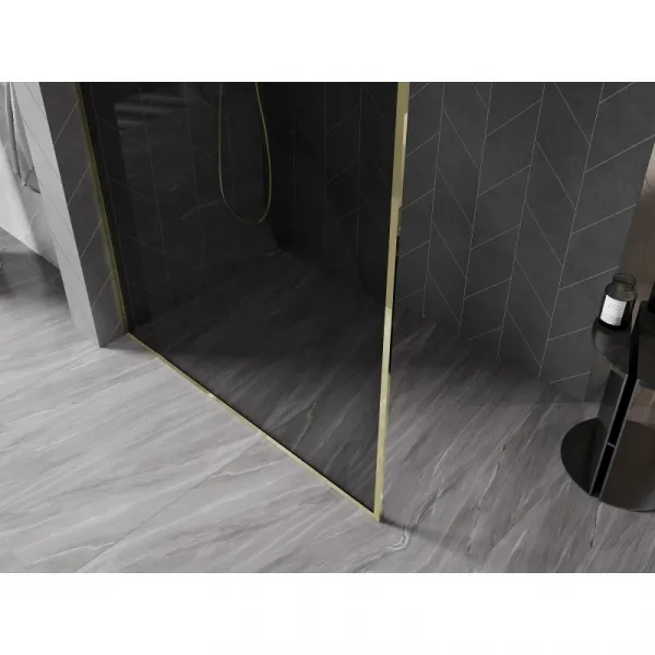 MEXEN/S - Kyoto-XF Sprchová zástena WALK-IN s rámom 70 x 202, grafit 10 mm, zlato 800-070-104-50-40-X
