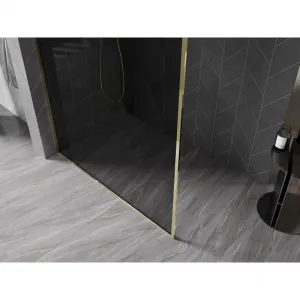 MEXEN/S - Kyoto-XF Sprchová zástena WALK-IN s rámom 70 x 202, grafit 10 mm, zlato 800-070-104-50-40-X