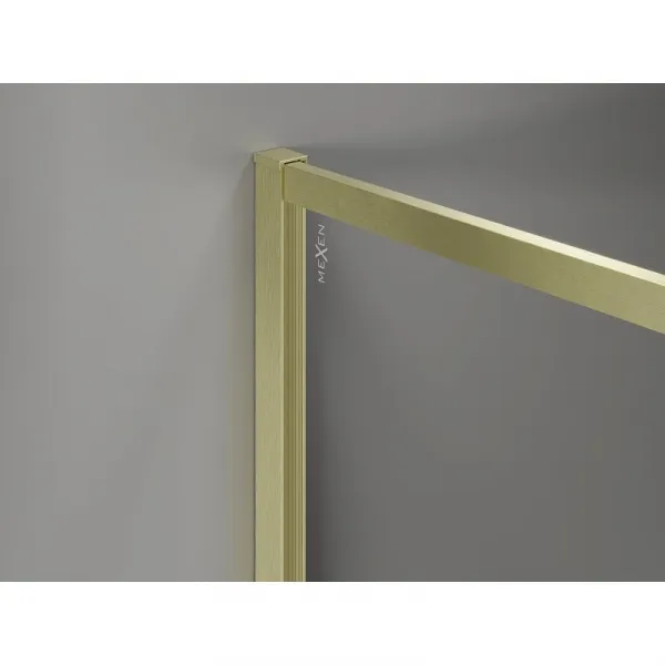MEXEN/S - Kyoto-XF Sprchová zástena WALK-IN s rámom 100x90, transparent 10 mm, zlato kefovaná 800-100-202-04-55-090-XF