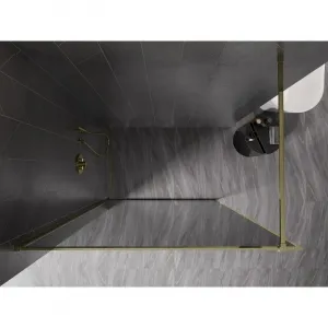 MEXEN/S - Kyoto-XF Sprchová zástena WALK-IN s rámom 110 x 202, grafit 10 mm, zlato 800-110-104-50-40-X