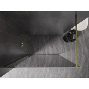 MEXEN/S - Kyoto-XF Sprchová zástena WALK-IN s rámom 80 x 202, grafit 10 mm, zlato 800-080-104-50-40-X