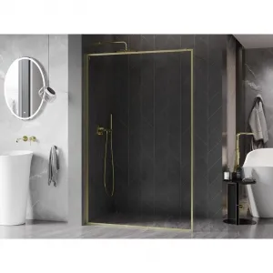MEXEN/S - Kyoto-XF Sprchová zástena WALK-IN s rámom 110 x 202, transparent 10 mm, zlato kartáčovaná 800-110-104-55-00-X