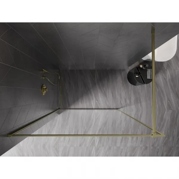 MEXEN/S - Kyoto-XF Sprchová zástena WALK-IN s rámom 70 x 202, transparent 10 mm, zlato kefovaná 800-070-104-55-00-X