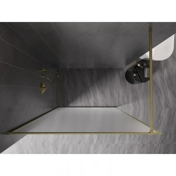MEXEN/S - Kyoto-XF Sprchová zástena WALK-IN s rámom 80 x 202, dekor 10 mm, zlato kefovaná 800-080-104-55-30-X