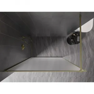 MEXEN/S - Kyoto-XF Sprchová zástena WALK-IN s rámom 80 x 202, dekor 10 mm, zlato kefovaná 800-080-104-55-30-X
