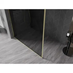 MEXEN/S - Kyoto-XF Sprchová zástena WALK-IN s rámom 110 x 202, grafit 10 mm, zlato kefovaná 800-110-104-55-40-X