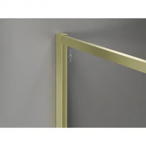 MEXEN/S - Kyoto-XF Sprchová zástena WALK-IN s rámom 100 x 202, dekor 10 mm, zlato kefovaná 800-100-104-55-30-X