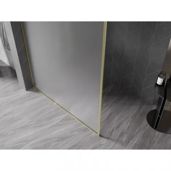 MEXEN/S - Kyoto-XF Sprchová zástena WALK-IN s rámom 80 x 202, dekor 10 mm, zlato kefovaná 800-080-104-55-30-X