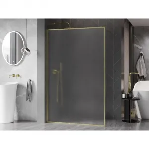 MEXEN/S - Kyoto-XF Sprchová zástena WALK-IN s rámom 100 x 202, dekor 10 mm, zlato kefovaná 800-100-104-55-30-X