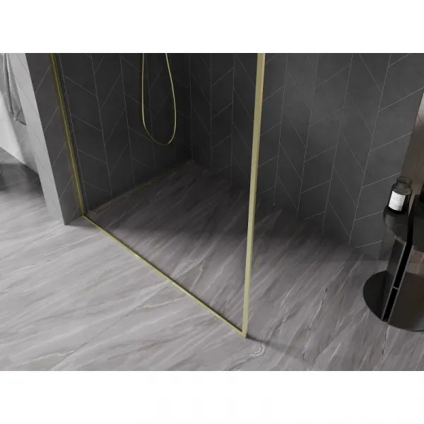 MEXEN/S - Kyoto-XF Sprchová zástena WALK-IN s rámom 90 x 202, transparent 10 mm, zlato kefovaná 800-090-104-55-00-X