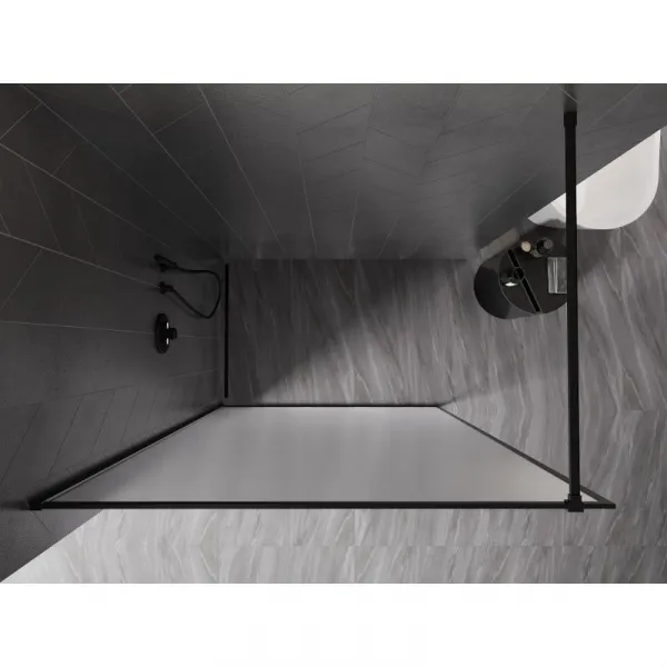 MEXEN/S - Kyoto-XF Sprchová zástena WALK-IN s rámom 100 x 202, dekor 10 mm, čierna 800-100-104-70-30-X
