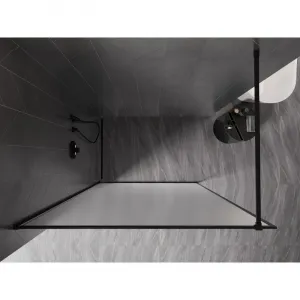 MEXEN/S - Kyoto-XF Sprchová zástena WALK-IN s rámom 100 x 202, dekor 10 mm, čierna 800-100-104-70-30-X