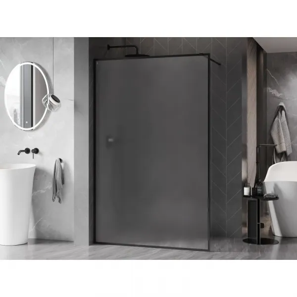 MEXEN/S - Kyoto-XF Sprchová zástena WALK-IN s rámom 80 x 202, dekor 10 mm, čierna 800-080-104-70-30-X