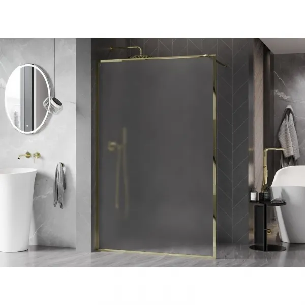 MEXEN/S - Kyoto-XF Sprchová zástena WALK-IN s rámom 80 x 202, dekor 10 mm, zlato 800-080-104-50-30-X