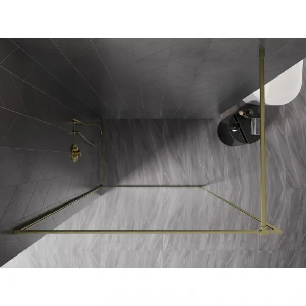 MEXEN/S - Kyoto-XF Sprchová zástena WALK-IN s rámom 80 x 202, transparent 10 mm, zlato kefovaná 800-080-104-55-00-X
