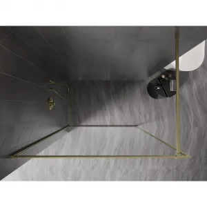 MEXEN/S - Kyoto-XF Sprchová zástena WALK-IN s rámom 80 x 202, transparent 10 mm, zlato kefovaná 800-080-104-55-00-X