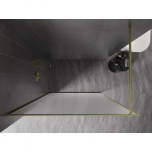 MEXEN/S - Kyoto-XF Sprchová zástena WALK-IN s rámom 100 x 202, dekor 10 mm, zlato kefovaná 800-100-104-55-30-X