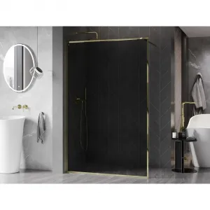 MEXEN/S - Kyoto-XF Sprchová zástena WALK-IN s rámom 70 x 202, grafit 10 mm, zlato 800-070-104-50-40-X