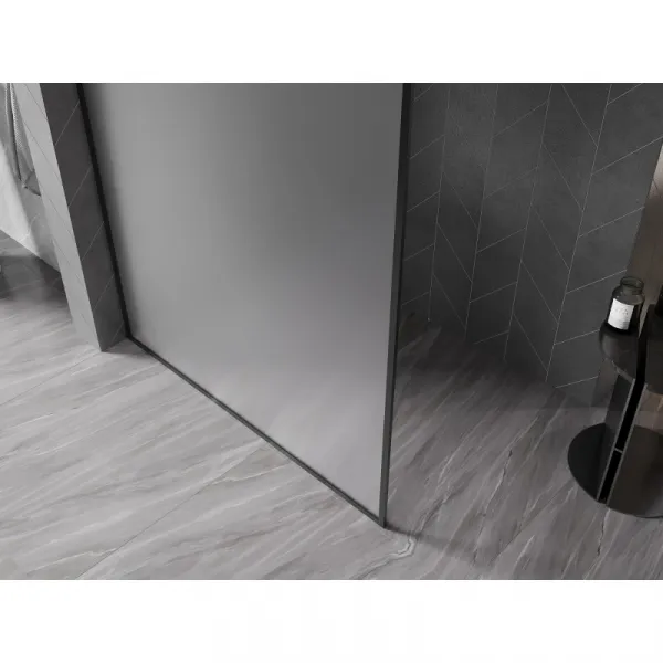 MEXEN/S - Kyoto-XF Sprchová zástena WALK-IN s rámom 100 x 202, dekor 10 mm, čierna 800-100-104-70-30-X