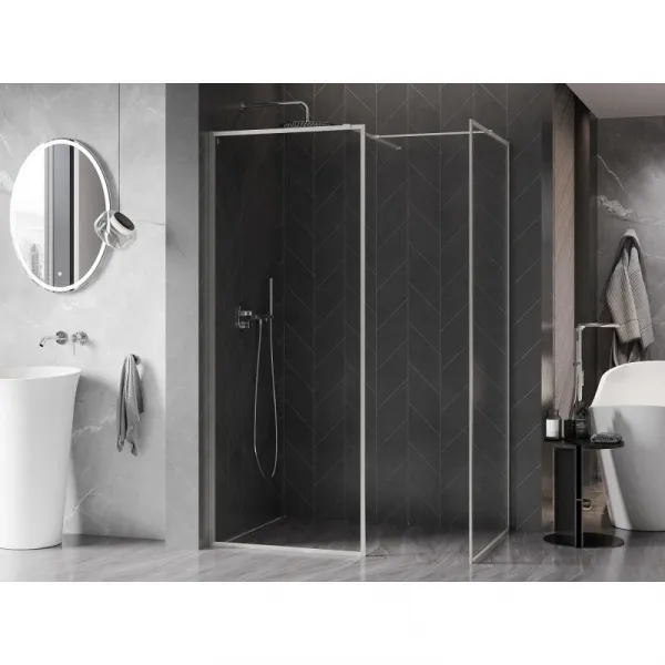 MEXEN/S - Kioto-F Sprchová zástena WALK-IN s rámom 85 x 70, transparent 8 mm, nikel kartáčovaný 800-085-202-04-97-070