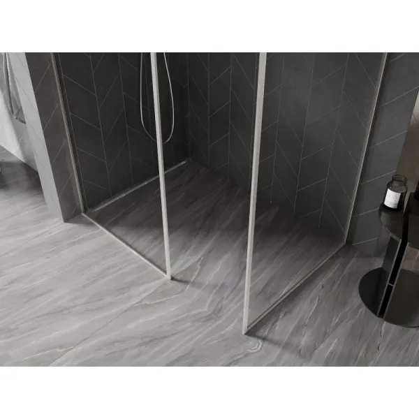 MEXEN/S - Kyoto-F Sprchová zástena WALK-IN s rámom 155 x 80, transparent 8 mm, nikel kartáčovaný 800-155-202-04-97-080