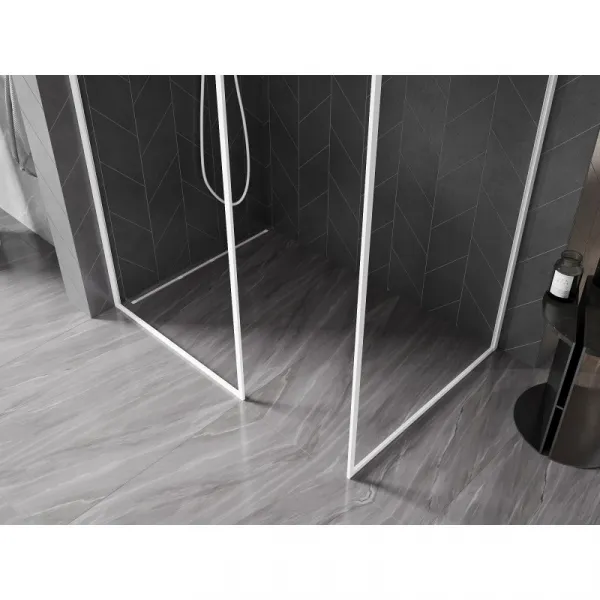 MEXEN/S - Kioto-F Sprchová zástena WALK-IN s rámom 145 x 100, transparent 8 mm, biela 800-145-202-04-20-100