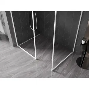 MEXEN/S - Kioto-F Sprchová zástena WALK-IN s rámom 145 x 100, transparent 8 mm, biela 800-145-202-04-20-100