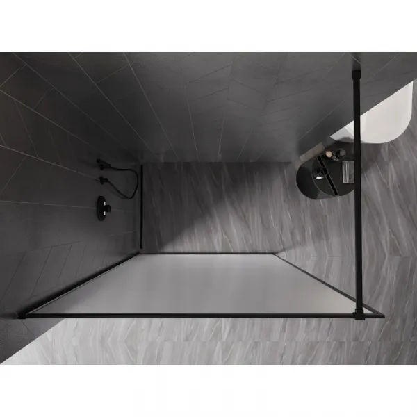 MEXEN/S - Kioto-F Sprchová zástena WALK-IN s rámom 140 x 202, dekor 8 mm, čierna 800-140-104-70-30