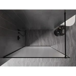 MEXEN/S - Kioto-F Sprchová zástena WALK-IN s rámom 140 x 202, dekor 8 mm, čierna 800-140-104-70-30