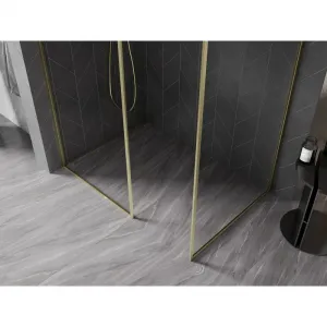 MEXEN/S - Kyoto-XF Sprchová zástena WALK-IN s rámom 80x70, transparent 10 mm, zlato kefovaná 800-080-202-04-55-070-XF