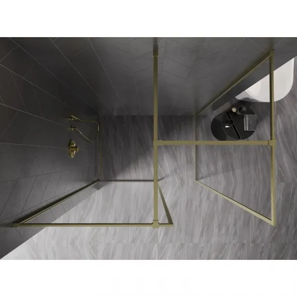 MEXEN/S - Kyoto-XF Sprchová zástena WALK-IN s rámom 110x90, transparent 10 mm, zlato kefovaná 800-110-202-04-55-090-XF