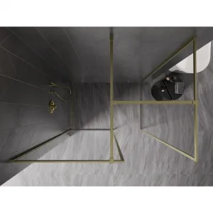 MEXEN/S - Kyoto-XF Sprchová zástena WALK-IN s rámom 110x90, transparent 10 mm, zlato kefovaná 800-110-202-04-55-090-XF