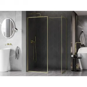 MEXEN/S - Kyoto-XF Sprchová zástena WALK-IN s rámom 80x70, transparent 10 mm, zlato kefovaná 800-080-202-04-55-070-XF