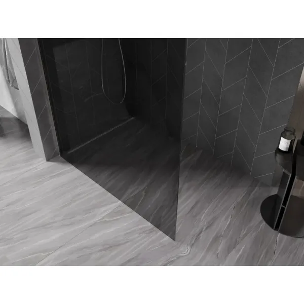 MEXEN/S - Kyoto-X Sprchová zástena WALK-IN 80 x 200, grafit 10 mm, nikel kartáčovaný 800-080-101-97-40-X