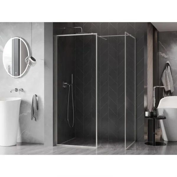 MEXEN/S - Kyoto-F Sprchová zástena WALK-IN s rámom 155 x 80, transparent 8 mm, nikel kartáčovaný 800-155-202-04-97-080