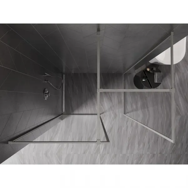 MEXEN/S - Kyoto-F Sprchová zástena WALK-IN s rámom 155 x 80, transparent 8 mm, nikel kartáčovaný 800-155-202-04-97-080
