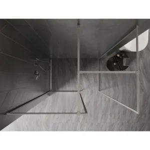 MEXEN/S - Kyoto-F Sprchová zástena WALK-IN s rámom 155 x 80, transparent 8 mm, nikel kartáčovaný 800-155-202-04-97-080
