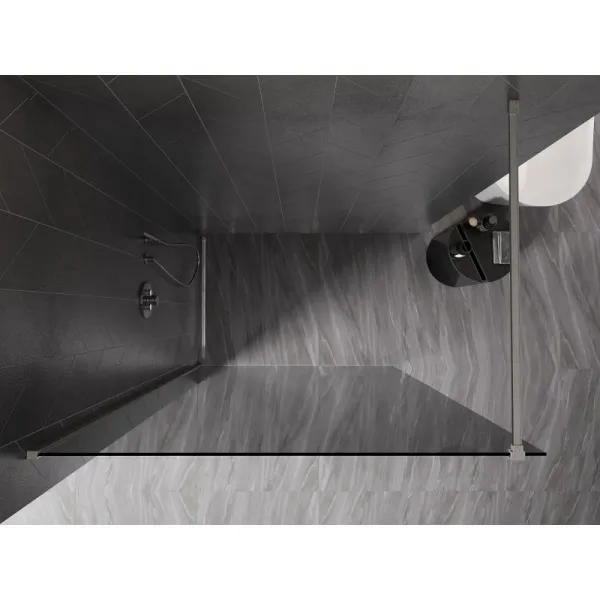 MEXEN/S - Kyoto-X Sprchová zástena WALK-IN 80 x 200, grafit 10 mm, nikel kartáčovaný 800-080-101-97-40-X
