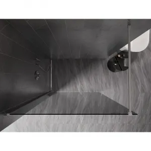 MEXEN/S - Kyoto-X Sprchová zástena WALK-IN 80 x 200, grafit 10 mm, nikel kartáčovaný 800-080-101-97-40-X